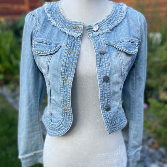 Etam Weekend cropped pear beaded denim jacket 36 - Picture 2 of 15
